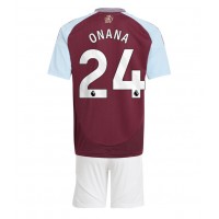 Camiseta Aston Villa Amadou Onana #24 Primera Equipación para niños 2024-25 manga corta (+ pantalones cortos)